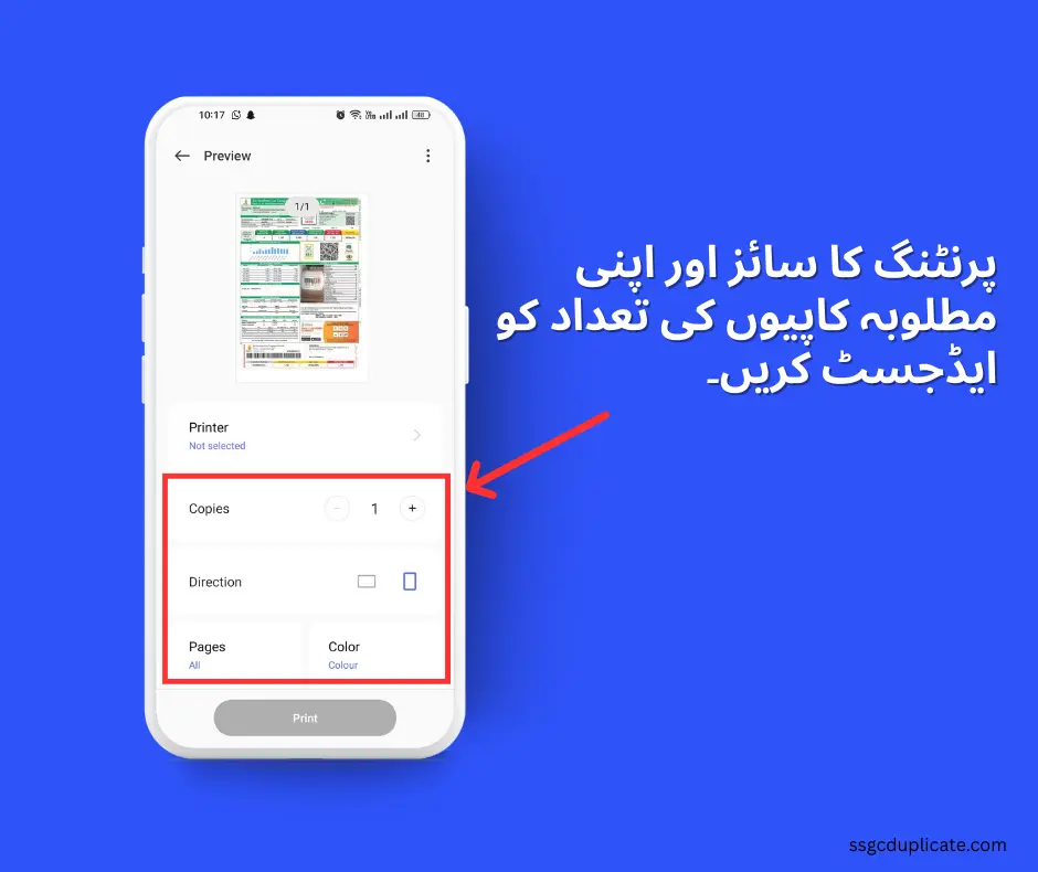 adjust printing size and copies